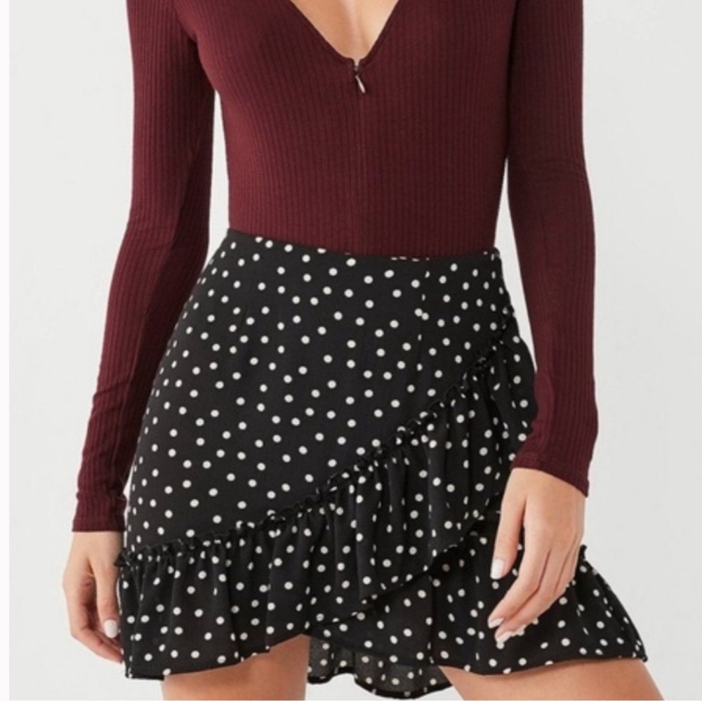 Urban Outfitters Black and White Polka Dot Mini Skirt